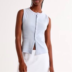 Abercrombie & Fitch Women’s Rib Crew Button Up Tank Top